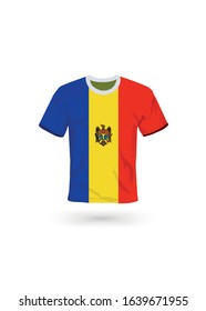 Sport shirt in colors of Moldova flag. Vector illustration for sport, championship and national team, sport game