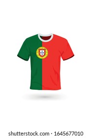 Sport shirt in colors of Portugal flag. Vector illustration for sport, championship and national team, sport game
