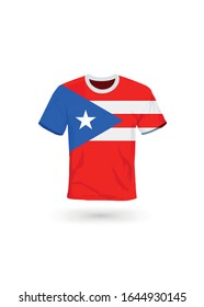 Sport shirt in colors of Puerto Rico flag. Vector illustration for sport, championship and national team, sport game