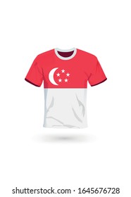 Sport shirt in colors of Singapore flag. Vector illustration for sport, championship and national team, sport game