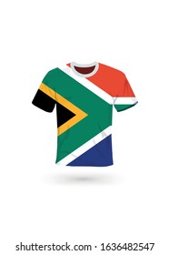 Sport shirt in colors of South Africa flag. Vector illustration for sport, championship and national team, sport game