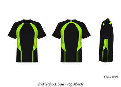 Sport Shirt Front Back Side View Isolated On White Background , Vector Illustration , Sportwear Fashion