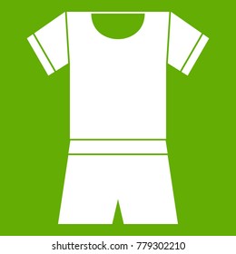 Sport shirt and shorts icon white isolated on green background. Vector illustration