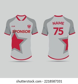 Sport shirt template design for soccer jersey or football kit. Tank top for cricket jersey or running singlet. Fabric pattern for sport uniform in front view back view. Vector.