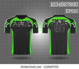 sport shirt ,T-shirt sport design ,Vector Soccer jersey template, football sport shirt front and back model eps10 on grid background with horn logo and number for edit,