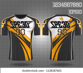 sport shirt ,T-shirt sport design ,Vector Soccer jersey template, football sport shirt front and back model eps10 on grid background with horn logo and number for edit,