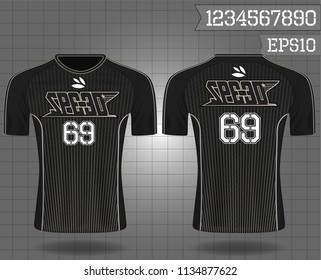 sport shirt ,T-shirt sport design ,Vector Soccer jersey template, football sport shirt front and back model eps10 on grid background with horn logo and number for edit,