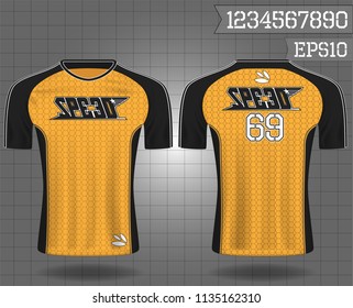 sport shirt ,T-shirt sport design ,Vector Soccer jersey sport shirt,template front and back view. Soccer kit national team shirt mock up eps10 on grid background with horn logo and number for edit, 