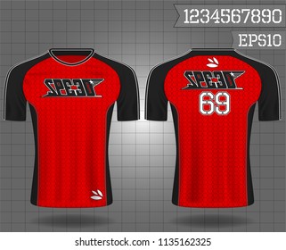 sport shirt ,T-shirt sport design ,Vector Soccer jersey sport shirt,template front and back view. Soccer kit national team shirt mock up eps10 on grid background with horn logo and number for edit, 