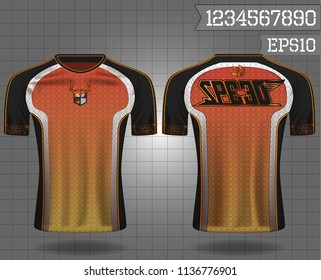 sport shirt ,T-shirt sport design ,Vector Soccer jersey sport shirt,template front and back view. Soccer kit national team shirt mock up eps10 on grid background with horn logo and number for edit,