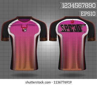 sport shirt ,T-shirt sport design ,Vector Soccer jersey sport shirt,template front and back view. Soccer kit national team shirt mock up eps10 on grid background with horn logo and number for edit,