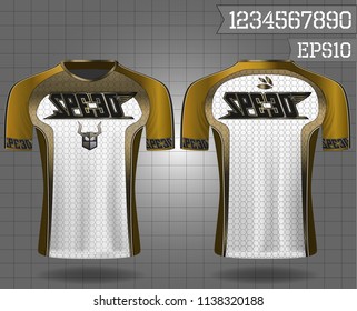 sport shirt ,T-shirt sport design ,Vector Soccer jersey template, football sport shirt front and back model eps10 on grid background with horn logo and number for edit,