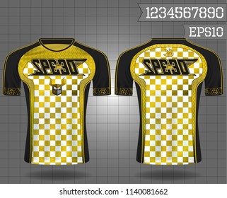 sport shirt ,T-shirt sport design ,Vector Soccer jersey sport shirt,template front and back view. Soccer kit national team shirt mock up eps10 on grid background with checkered pattern concept