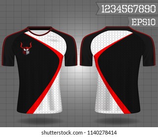 sport shirt ,T-shirt sport design ,Vector Soccer jersey sport shirt,template front and back view. Soccer kit national team shirt mock up eps10 on grid background with 3D realistic concept and number 
