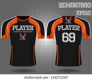 sport shirt ,T-shirt sport design ,Vector Soccer jersey sport shirt,template front and back view. Soccer kit national team shirt mock up eps10 on grid background with 3D realistic concept and number
