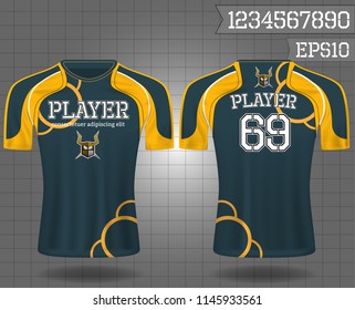 sport shirt ,T-shirt sport design ,Vector Soccer jersey sport shirt,template front and back view. Soccer kit national team shirt mock up eps10 on grid background with 3D realistic concept and number
