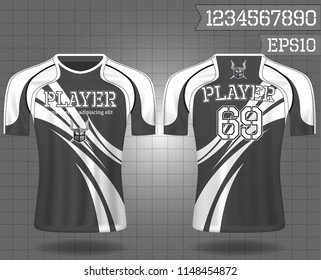 sport shirt ,T-shirt sport design ,Vector Soccer jersey sport shirt,template front and back view. Soccer kit national team shirt mock up eps10 on grid background with 3D realistic concept and number
