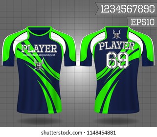 sport shirt ,T-shirt sport design ,Vector Soccer jersey sport shirt,template front and back view. Soccer kit national team shirt mock up eps10 on grid background with 3D realistic concept and number
