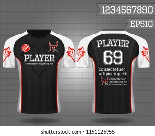 sport shirt ,T-shirt sport design ,Vector Soccer jersey template, football sport shirt front and back model eps10 on grid background with horn logo and number for edit,
