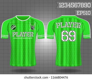 sport shirt ,T-shirt sport design ,Vector Soccer jersey template, football sport shirt front and back model eps10 on grid background with horn logo and number for edit,
