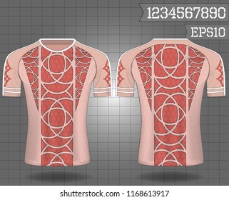 sport shirt ,T-shirt sport design ,Vector Soccer jersey template, football sport shirt front and back model eps10 on grid background with horn logo and number for edit,Vikings concept
