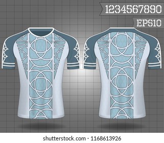 sport shirt ,T-shirt sport design ,Vector Soccer jersey template, football sport shirt front and back model eps10 on grid background with horn logo and number for edit,Vikings concept