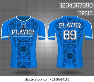sport shirt ,T-shirt sport design ,Vector Soccer jersey template, football sport shirt front and back model eps10 on grid background with horn logo and number for edit,Vikings concept