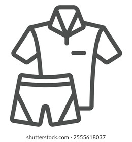 Sport shirt uniform line icon, sport formal clothes concept. Vector graphics. Favorite team cloth shorts sign on white background, outline style icon for mobile or web design