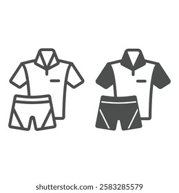 Sport shirt uniform line and solid icon, sport formal clothes concept. Vector graphics. Favorite team cloth shorts sign on white background, outline style icon for mobile or web design