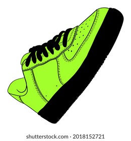 Zapato deportivo. Moda casual. Gimnasio. Equipo. Rutina de fitness. Estilo de vida activo. Ilustración dibujada a mano. Icono colorido aislado en fondo blanco. EPS10 vectores