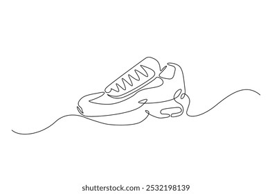 Sport shoe continuous one line drawing. Single line art illustration of sneaker shoe. Editable vector.