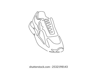 Sport shoe continuous one line drawing. Single line art illustration of sneaker shoe. Editable vector.