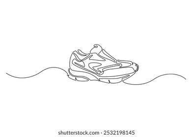 Sport shoe continuous one line drawing. Single line art illustration of sneaker shoe. Editable vector.