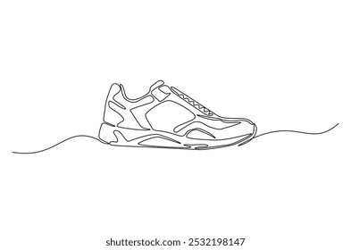 Sport shoe continuous one line drawing. Single line art illustration of sneaker shoe. Editable vector.