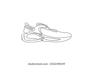 Sport shoe continuous one line drawing. Single line art illustration of sneaker shoe. Editable vector.