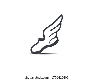 Sport shoe flying line art symbol, icon or logo.