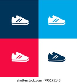 Sport Shoe four color material and minimal icon logo set in red and blue