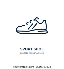 sport shoe icon from blogger and influencer collection. Thin linear sport shoe, sport, sneaker outline icon isolated on white background. Line vector sport shoe sign, symbol for web and mobile