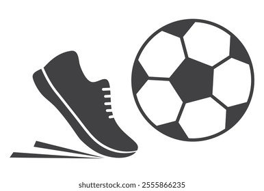 Sport shoe kick soccer ball icon