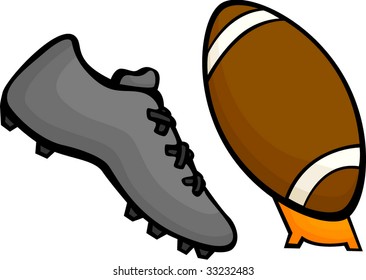 sport shoe kicking a football ball