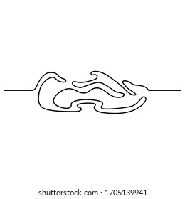 Sport shoe on white isolated backdrop. Outline sneaker for social network icon, bath tile, fitness shop or running club logo. Phone case or cloth print art. Minimal style stock vector illustration