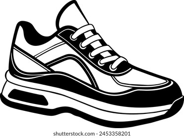 Sport shoe silhouette vector illustration.