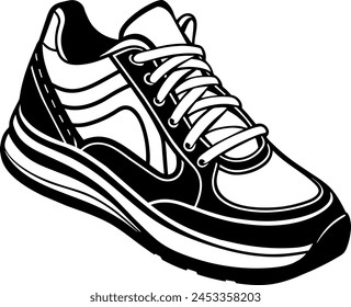 Sport shoe silhouette vector illustration.