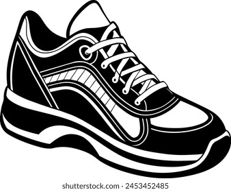 Sport shoe silhouette vector illustration.