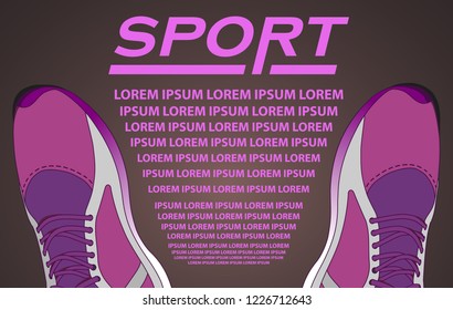 Sport shoes banner with text purple theme