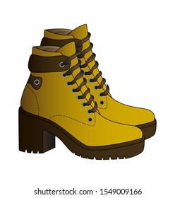Sport shoes, fashionable creative autumn female boots. Isolated vector artistic illustration.