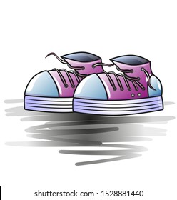 Sport shoes, fashionable creative sneakers. Isolated vector artistic illustration.