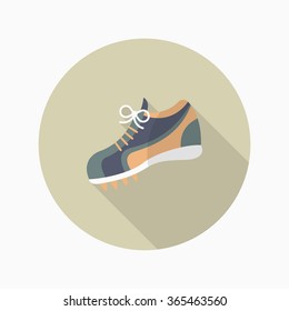 Sport shoes flat  icon with long shadow,eps10