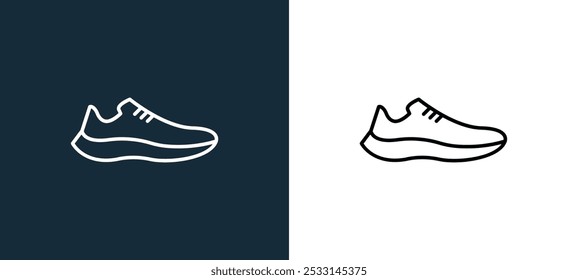 sport shoes icon isolated on white and black colors. sport shoes outline linear vector icon from sports and awards collection for mobile apps, web and ui.