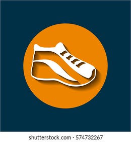 sport shoes icon over orange circle and blue background. colorful design. vector illustration